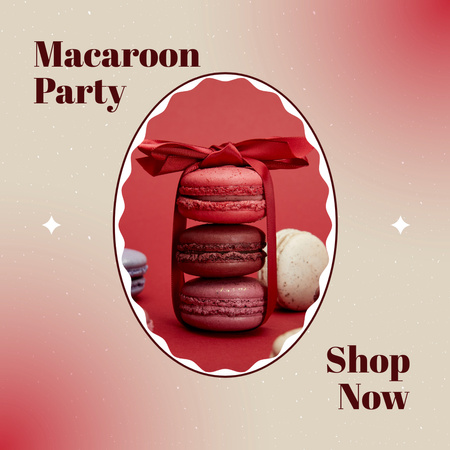 Macaroons Offer Red and Beige Instagram Design Template