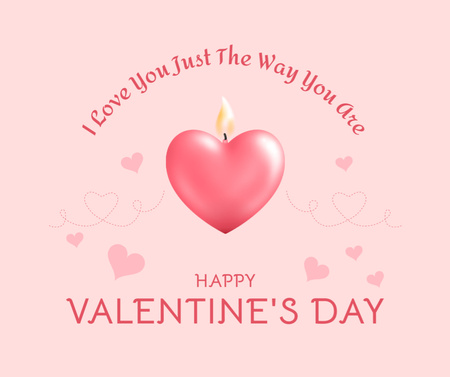 Template di design San Valentino adorabili congratulazioni con la candela a forma di cuore Facebook