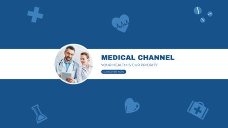 Ontwerpsjabloon van Youtube van Promotie van medische blog met artsen