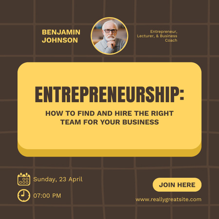 Веб-семинар по теме предпринимательства и бизнеса Ad on Brown LinkedIn post – шаблон для дизайна