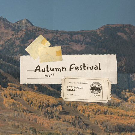 Autumn Festival Announcement with Scenic Mountains Instagram Design Template