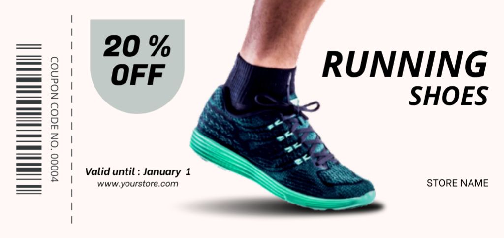 Men's Running Shoes Advertisement with Discount Coupon Din Large Πρότυπο σχεδίασης