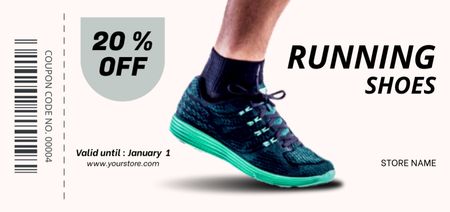 Men's Running Shoes Advertisement with Discount Coupon Din Large Design Template