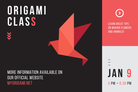Origami class Invitation Gift Certificate Design Template