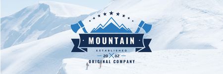 Journey Offer with Mountains Icon in Blue Email header Design Template