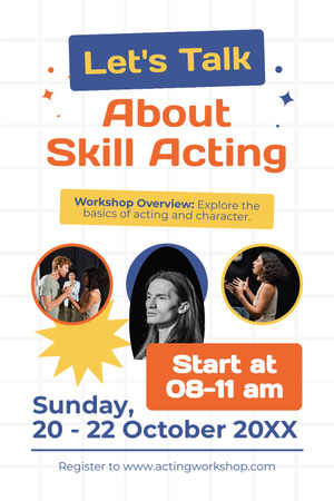 Discussion of Acting Skills at Workshop Pinterest Design Template