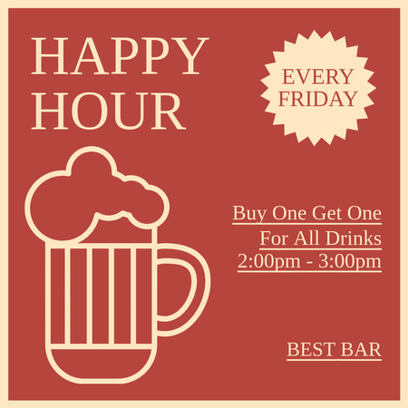 Happy Hours for All Drinks Announcement  Instagram Design Template