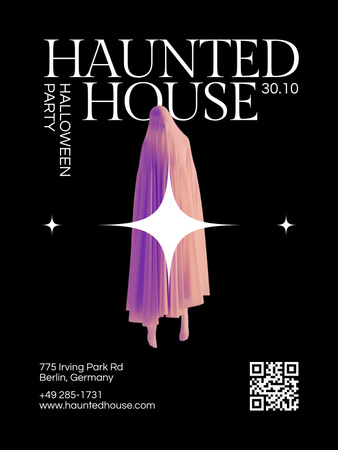 Halloween Party Announcement with Creepy Ghost Poster US Šablona návrhu