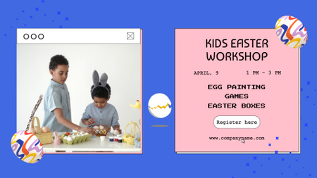 Modèle de visuel Atelier de Pâques pour les enfants avec des jeux - Full HD video