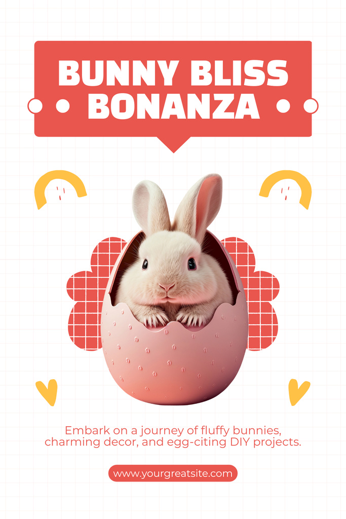 Designvorlage Cute Easter Bunny sitting in Egg für Pinterest