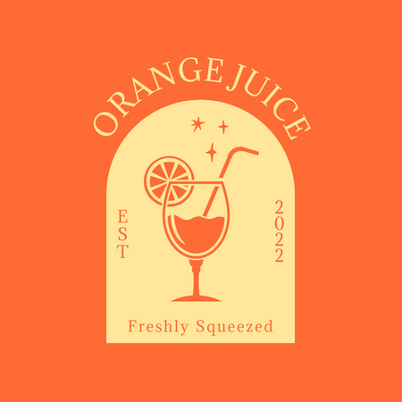 Tuore appelsiinimehu -mainos Logo Design Template