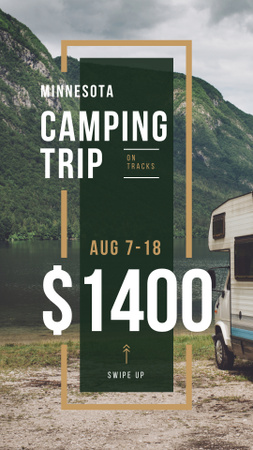Camping Trip Invitation Travel Trailer by Lake Instagram Story Design Template