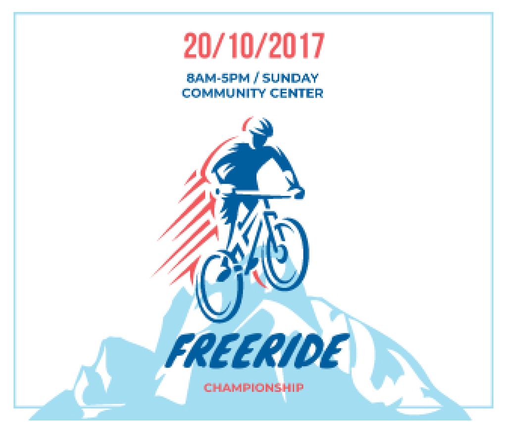 Plantilla de diseño de Freeride Championship Announcement Cyclist in Mountains Large Rectangle 