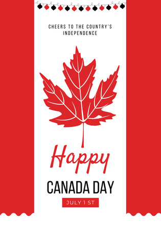 Canada Day Celebration Announcement with Red Maple Leaf Poster 28x40in Design Template