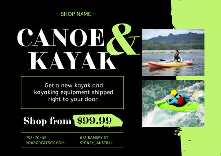 Canoe and Kayak Sale Offer Poster B2 Horizontal Design Template