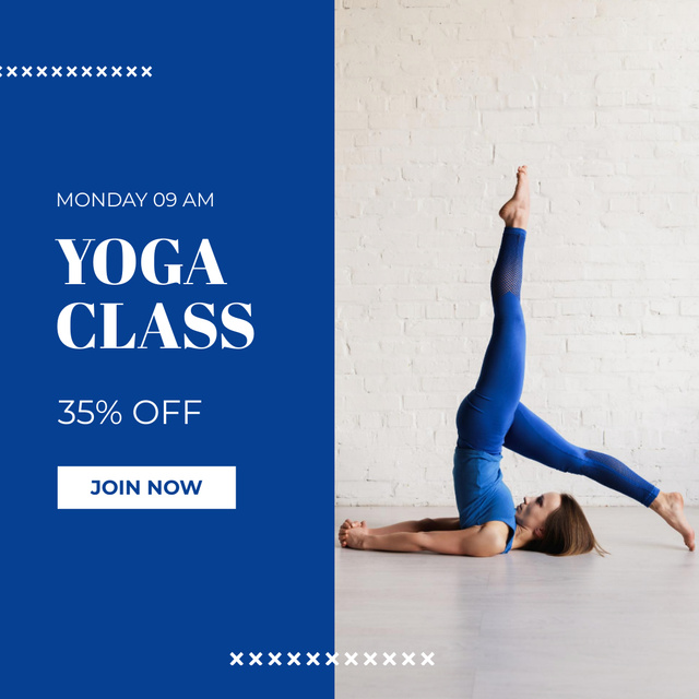 Szablon projektu Energizing Yoga Class Announcement With Discount Offer Instagram