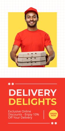 Anúncio de Delícias Delivery do Restaurante Fast Casual Graphic Modelo de Design