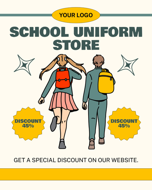 Special Discount on School Uniforms for Boys and Girls Instagram Post Verticalデザインテンプレート