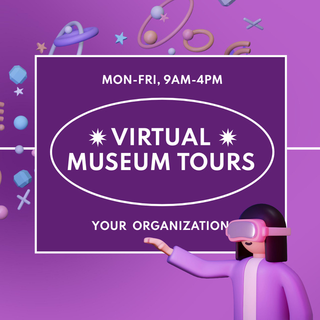 Virtual Museum Tours Announcement Animated Post Modelo de Design