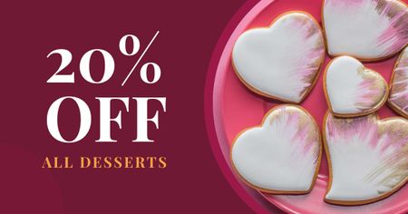 Ontwerpsjabloon van Facebook AD van Heart-Shaped Cookies sale