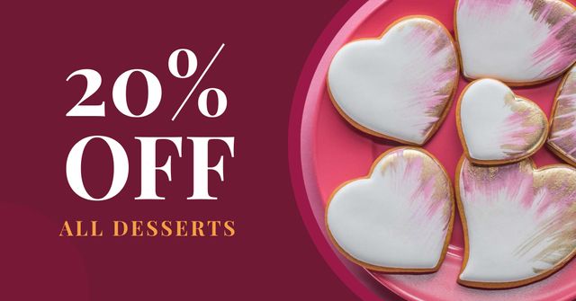 Heart-Shaped Cookies sale Facebook ADデザインテンプレート
