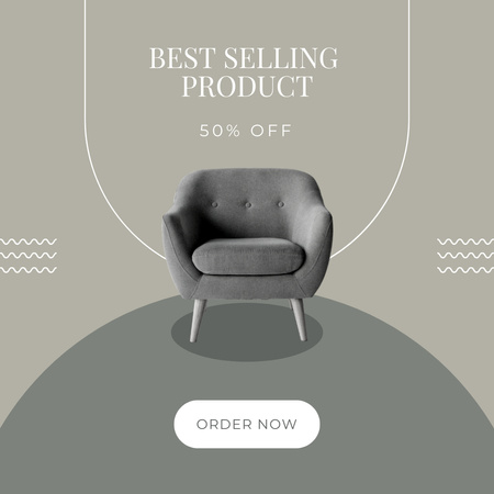 Modern Furniture Offer with Stylish Armchair Instagram tervezősablon