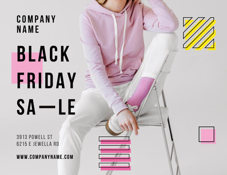 Sale of Sportswear in Black Friday Flyer 8.5x11in Horizontal – шаблон для дизайна