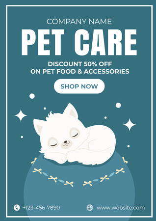 Discount on Pet's Food and Accessories Poster Design Template
