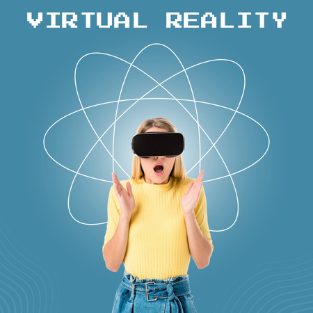 Girl With Virtual Reality Glasses On Instagram tervezősablon