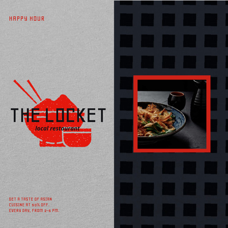 Asian Cuisine Dish with Noodles Animated Post Design Template