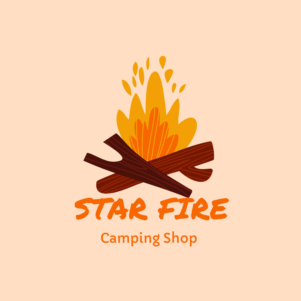 Tourism Store Emblem with Bonfire Logo Šablona návrhu