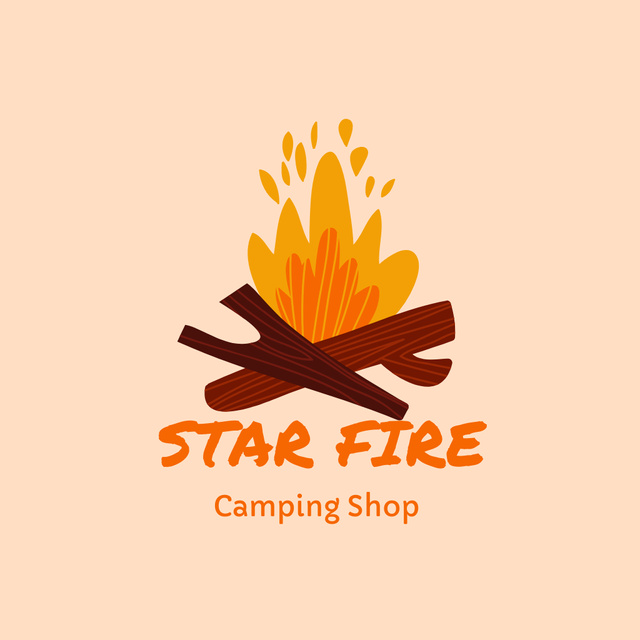 Tourism Store Emblem with Bonfire Logo Design Template