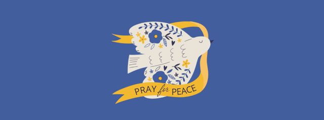 Pigeon with Phrase Pray for Peace in Ukraine Facebook cover Πρότυπο σχεδίασης