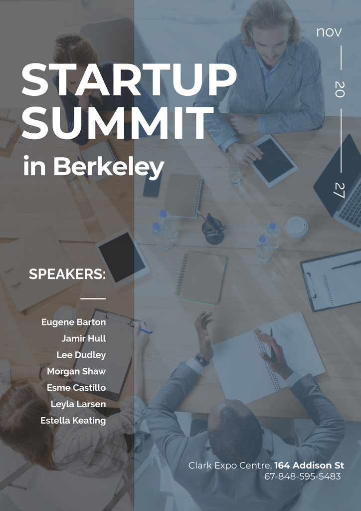 Startup Summit Announcement Business Team at the Meeting Poster Tasarım Şablonu
