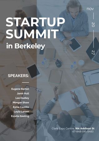 Startup Summit Announcement Business Team at the Meeting Poster Design Template