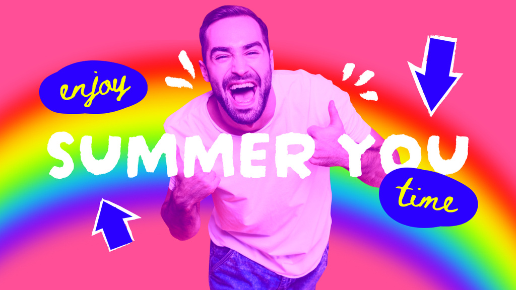 Summer Inspiration with Funny Happy Young Man Youtube Thumbnailデザインテンプレート