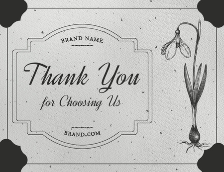 Designvorlage Appreciative of Your Purchase Message with Snowdrop Flower für Thank You Card 5.5x4in Horizontal