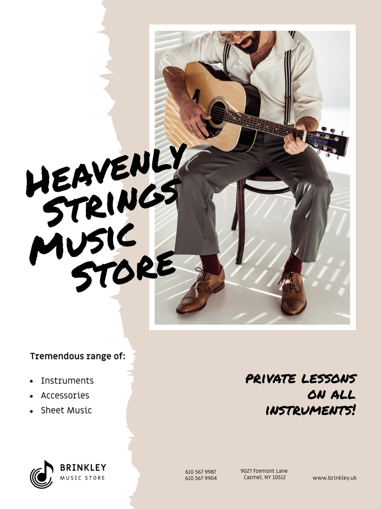 Designvorlage Vibrant Music Store And Musician Classes Offer für Poster 36x48in