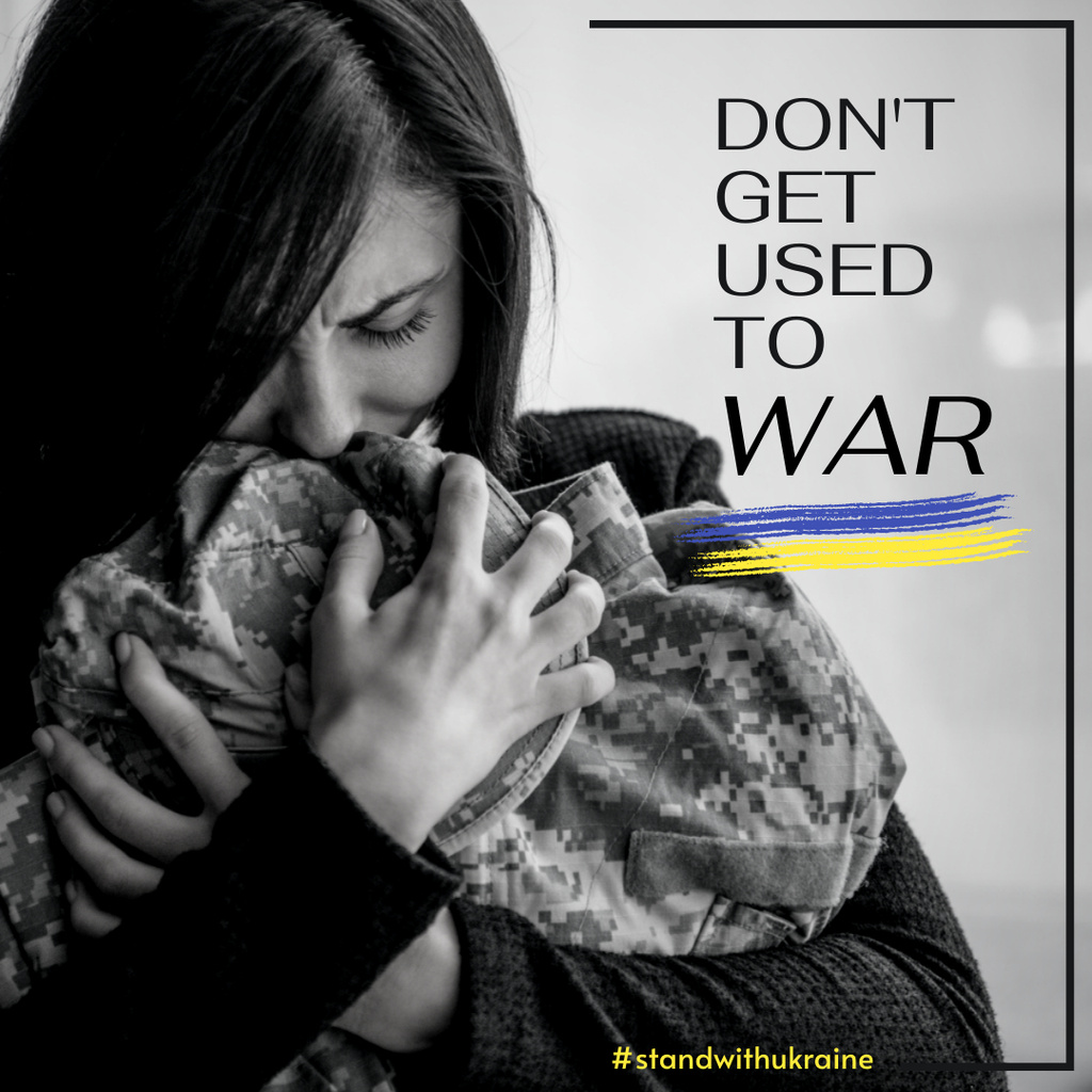 Stand With Ukraine with Weeping Woman Instagram Design Template