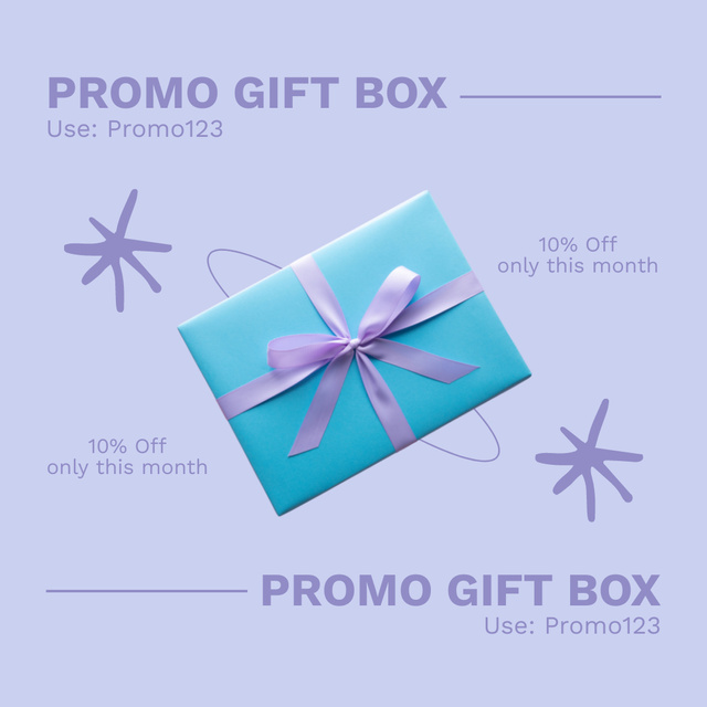 Sale Ad with Cute Blue Gift Box Instagram Design Template
