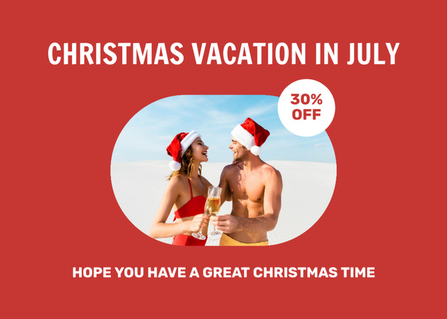 Modèle de visuel Christmas Discount on Trips to Sea for Young Couples - Flyer 5x7in Horizontal