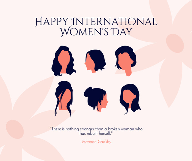 Illustration of Women and Flowers on Women's Day Facebook Design Template