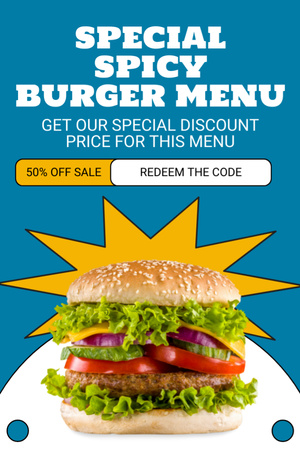 Különleges fűszeres burger menü promóciója Tumblr tervezősablon