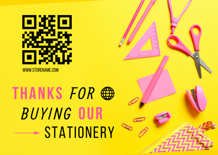 Stationery Purchase With Thankful Phrase In Yellow Postcard 5x7inデザインテンプレート