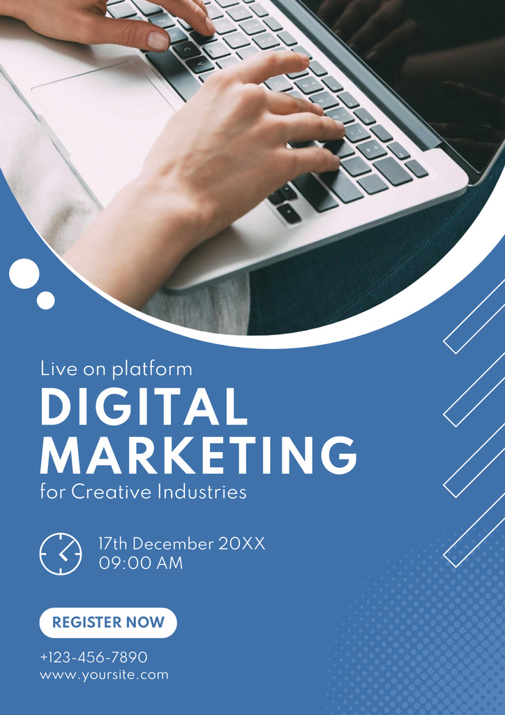 Digital Marketing Service For Creative Business With Registration Poster Šablona návrhu