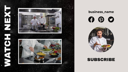 Ontwerpsjabloon van YouTube outro van Klassieke chef's keuken bij kookvlog-aflevering