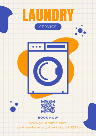 Oferta de Serviço de Lavandaria com Máquina de Lavar Roupa Poster Modelo de Design