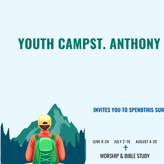 Designvorlage Youth religion camp with Kid in Mountains für Instagram