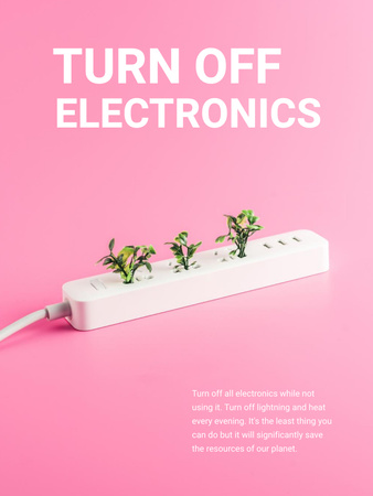 Energy Conservation Concept with Plants Growing in Socket Poster US Tasarım Şablonu