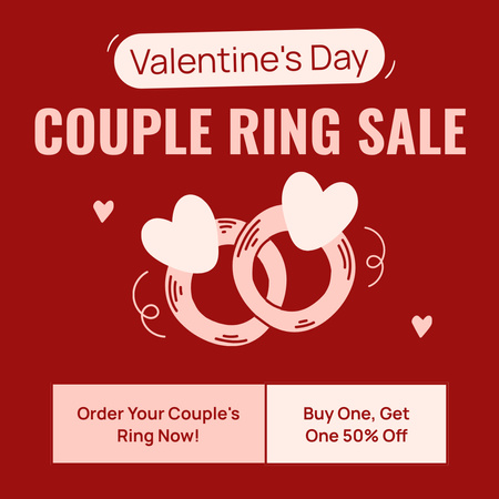 Couple Rings At Half Price Due Valentine's Day Instagram AD Design Template